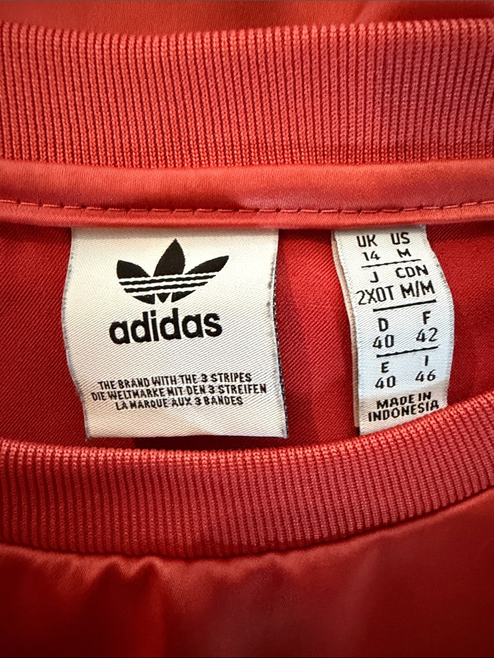 adidas Red Short Sleeve Crop Tee with White Shoulder Stripes - Picture 2 of 7